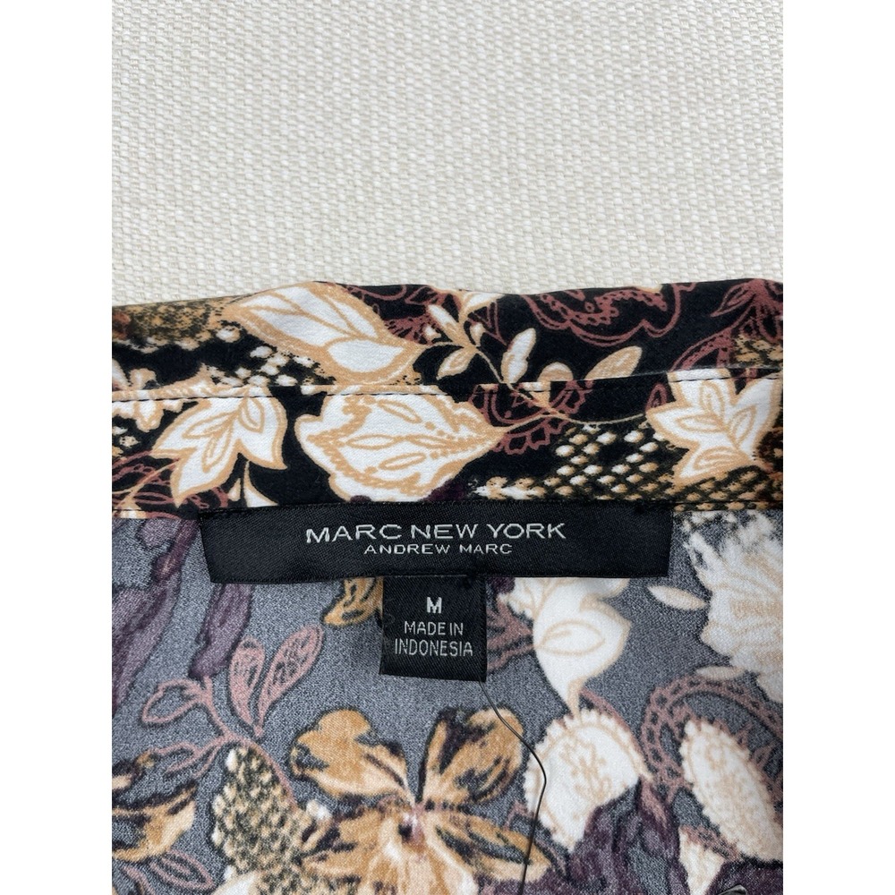 Marc New York Women's Floral Shirt Blouse Brown & Purple Medium‎ NWT Andrew Marc - Picture 12 of 12